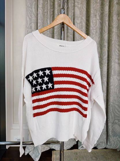 Flag Crochet Knit Sweater Top