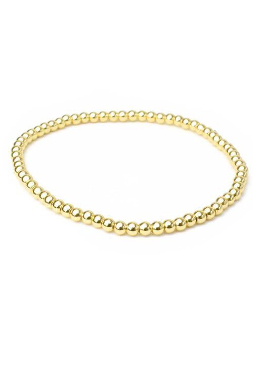 Gold Plated Beaded Stretch Bracelet 4mm